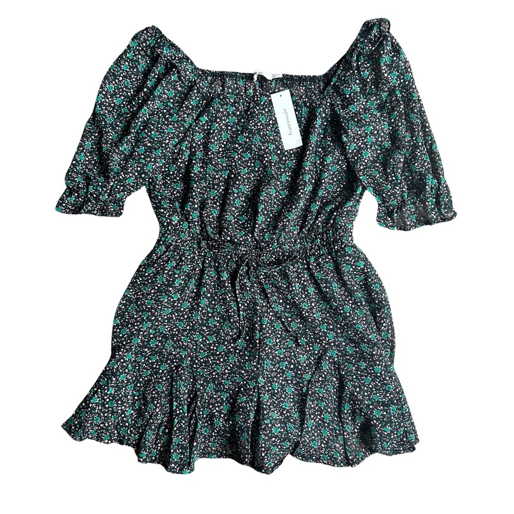 Francesca’s Josie Ditzy Mixed Floral Godet Romper Size XS NWT